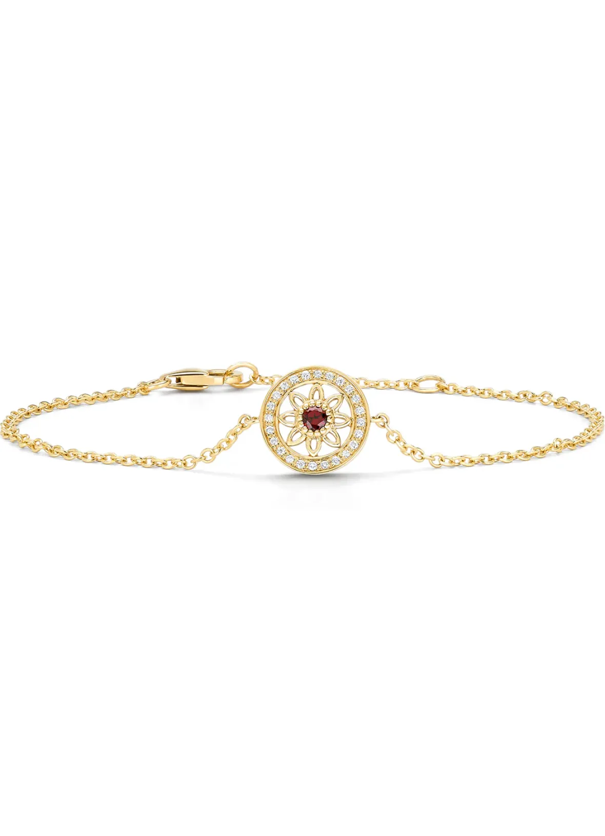Diamond Point Geelgouden Armbanden|Armbanden Met Kleurstenen<Birthstones geelgouden armband granaat (Januari)
