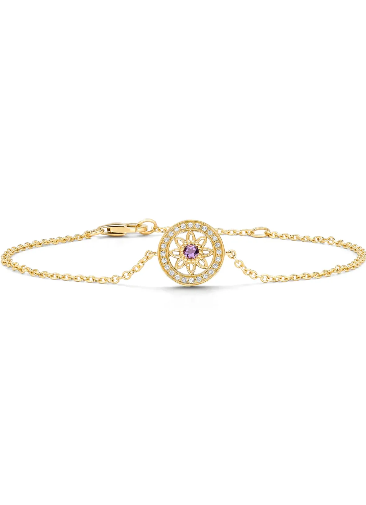 Diamond Point Geelgouden Armbanden|Armbanden Met Kleurstenen<Birthstones geelgouden armband paarse amethist (Februari)