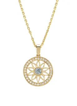 Diamond Point Losse Hangers|Geelgouden Bruidssieraden<Birthstones geelgouden hanger aquamarijn (Maart)