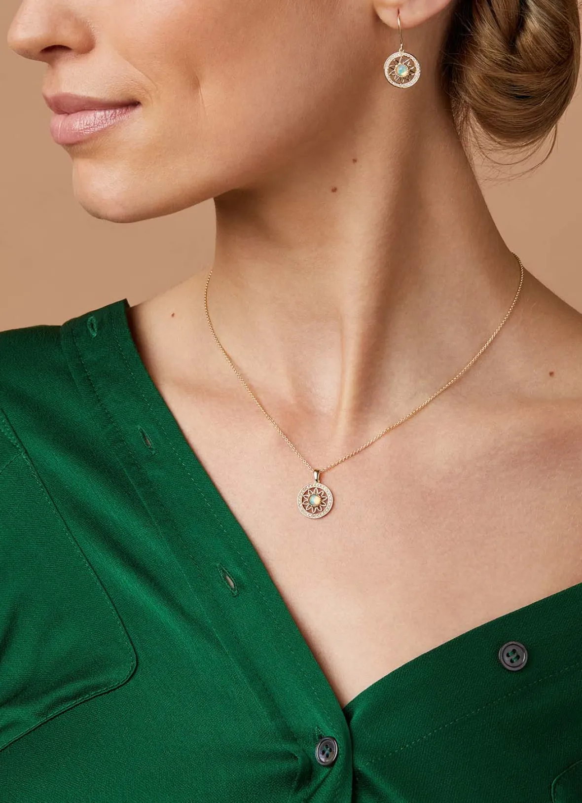 Diamond Point Losse Hangers|Geelgouden Bruidssieraden<Birthstones geelgouden hanger opaal (Oktober)