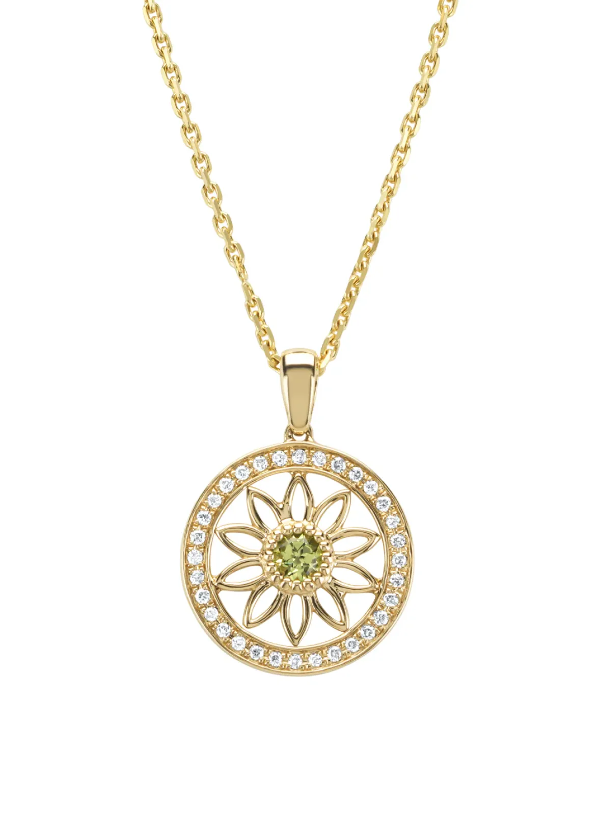 Diamond Point Losse Hangers|Geelgouden Bruidssieraden<Birthstones geelgouden hanger peridoot (Augustus)