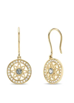 Diamond Point Geelgouden Oorsieraden|Oorsieraden Met Kleurstenen<Birthstones geelgouden oorhangers aquamarijn (Maart)
