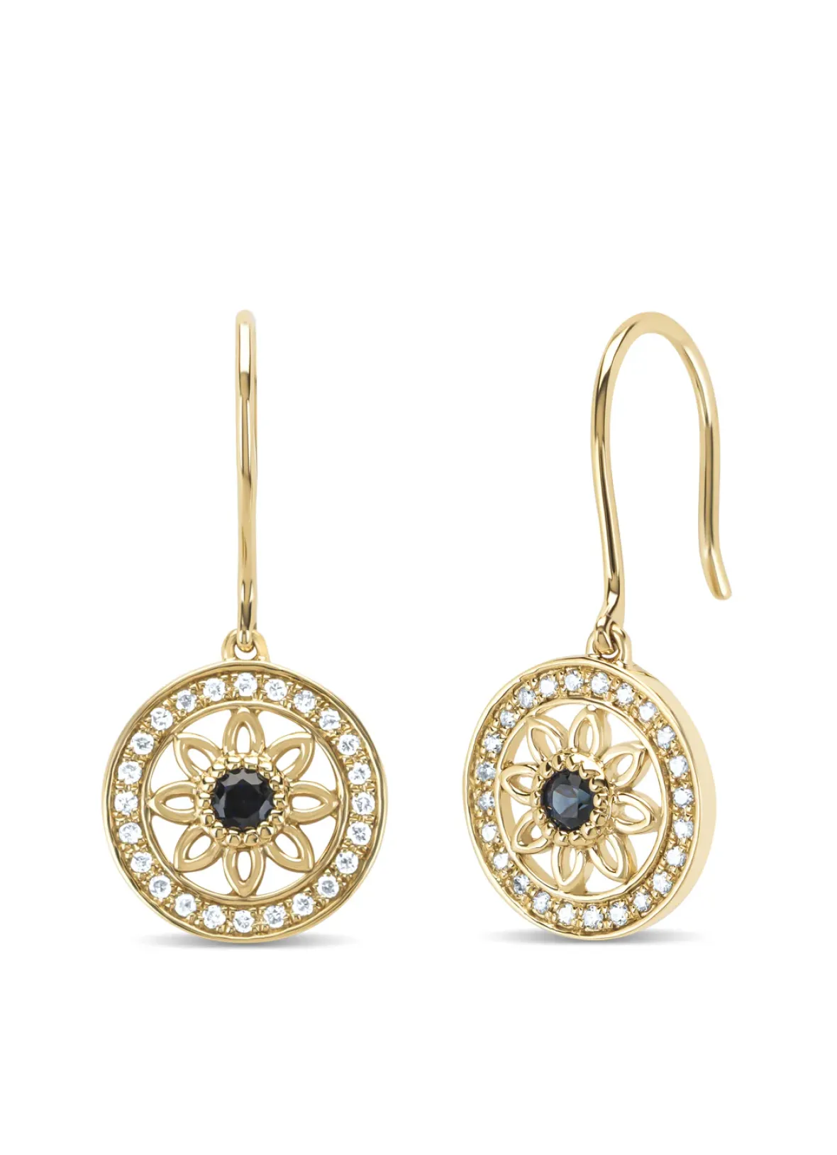 Diamond Point Geelgouden Oorsieraden|Oorsieraden Met Kleurstenen<Birthstones geelgouden oorhangers blauwe saffier (September)