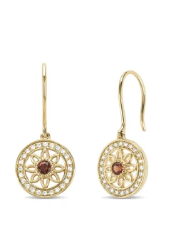 Diamond Point Geelgouden Oorsieraden|Oorsieraden Met Kleurstenen<Birthstones geelgouden oorhangers granaat (Januari)