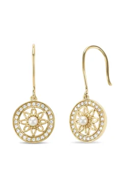Diamond Point Geelgouden Oorsieraden|Parel Oorsieraden<Birthstones geelgouden pareloorsieraden (Juni)