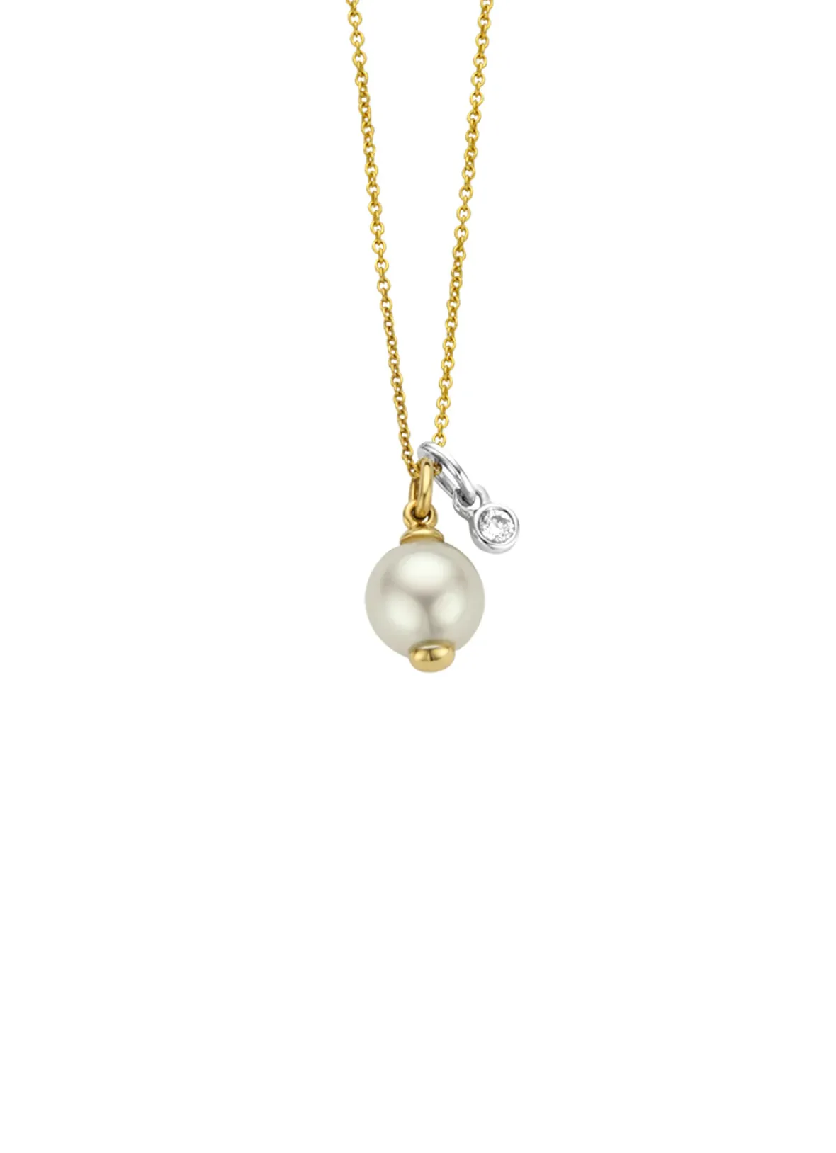 Diamond Point Parelkettingen|Parel Bruidssieraden<Birthstones gouden hanger met collier Juni
