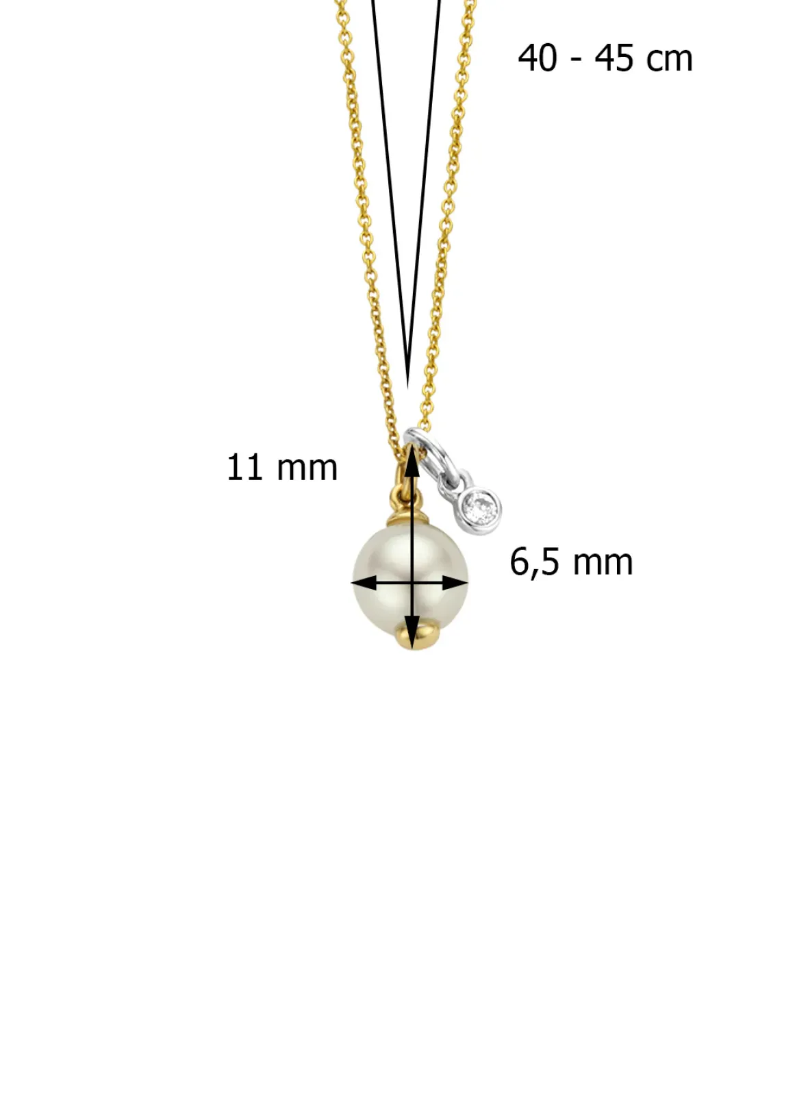Diamond Point Parelkettingen|Parel Bruidssieraden<Birthstones gouden hanger met collier Juni