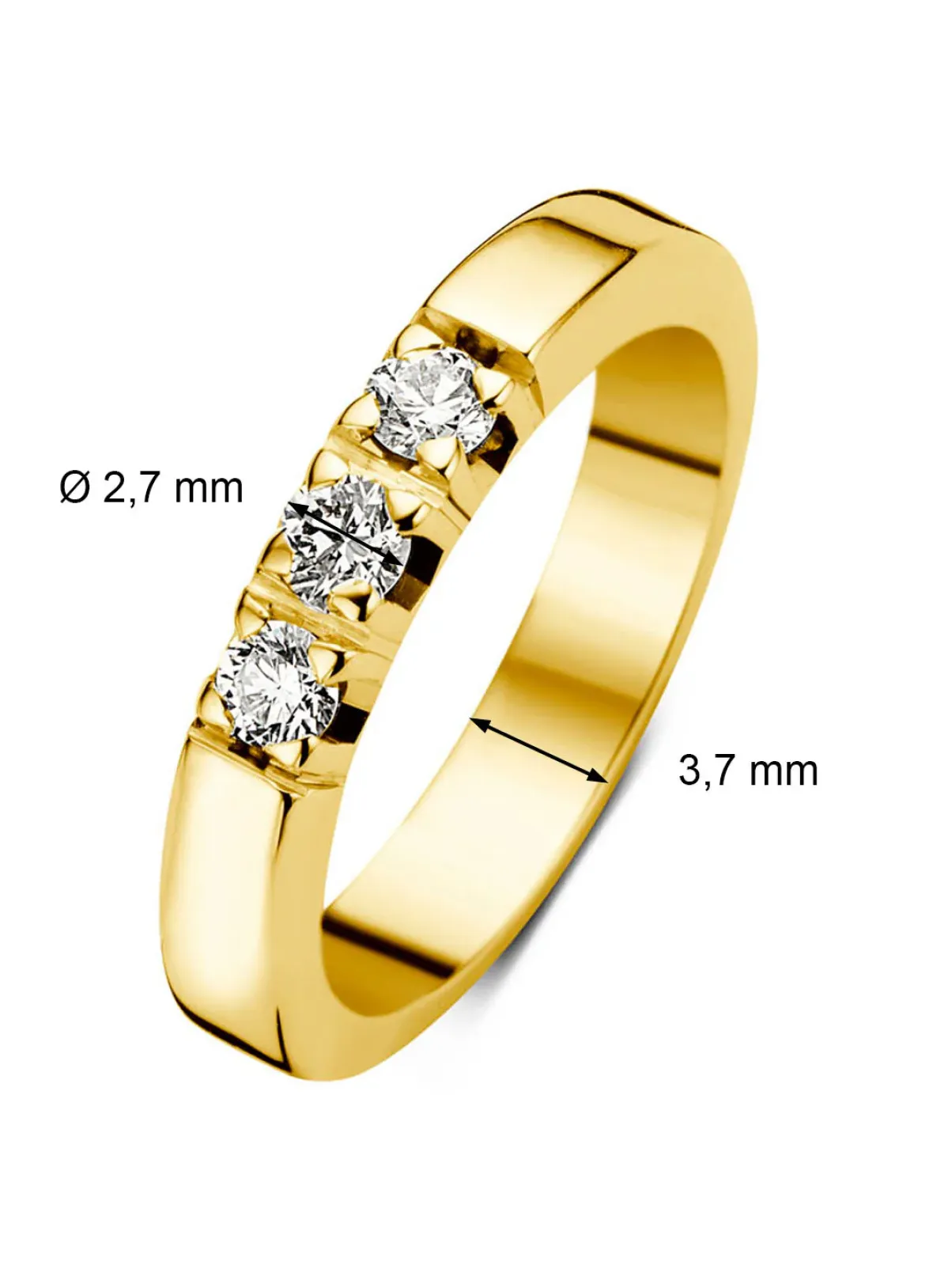 Diamond Point Alliance|Groeibriljant Ringen<Geelgouden alliance ring, 0.21 ct diamant, Groeibriljant