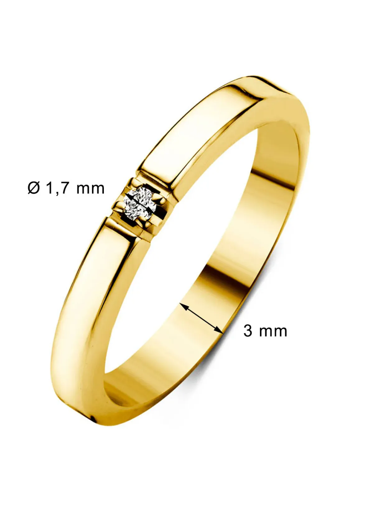 Diamond Point Alliance|Groeibriljant Ringen<Geelgouden alliance ring, 0.02 ct diamant, Groeibriljant
