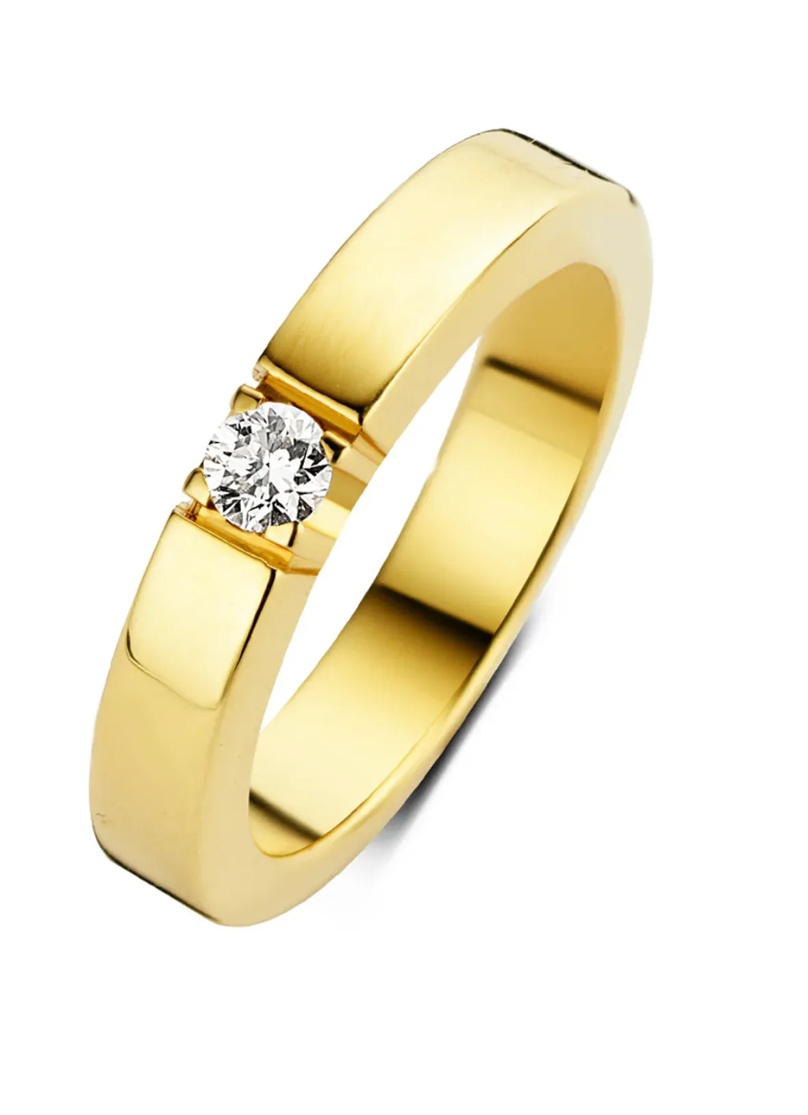 Diamond Point Alliance|Groeibriljant Ringen<Geelgouden alliance ring, 0.13 ct diamant, Groeibriljant