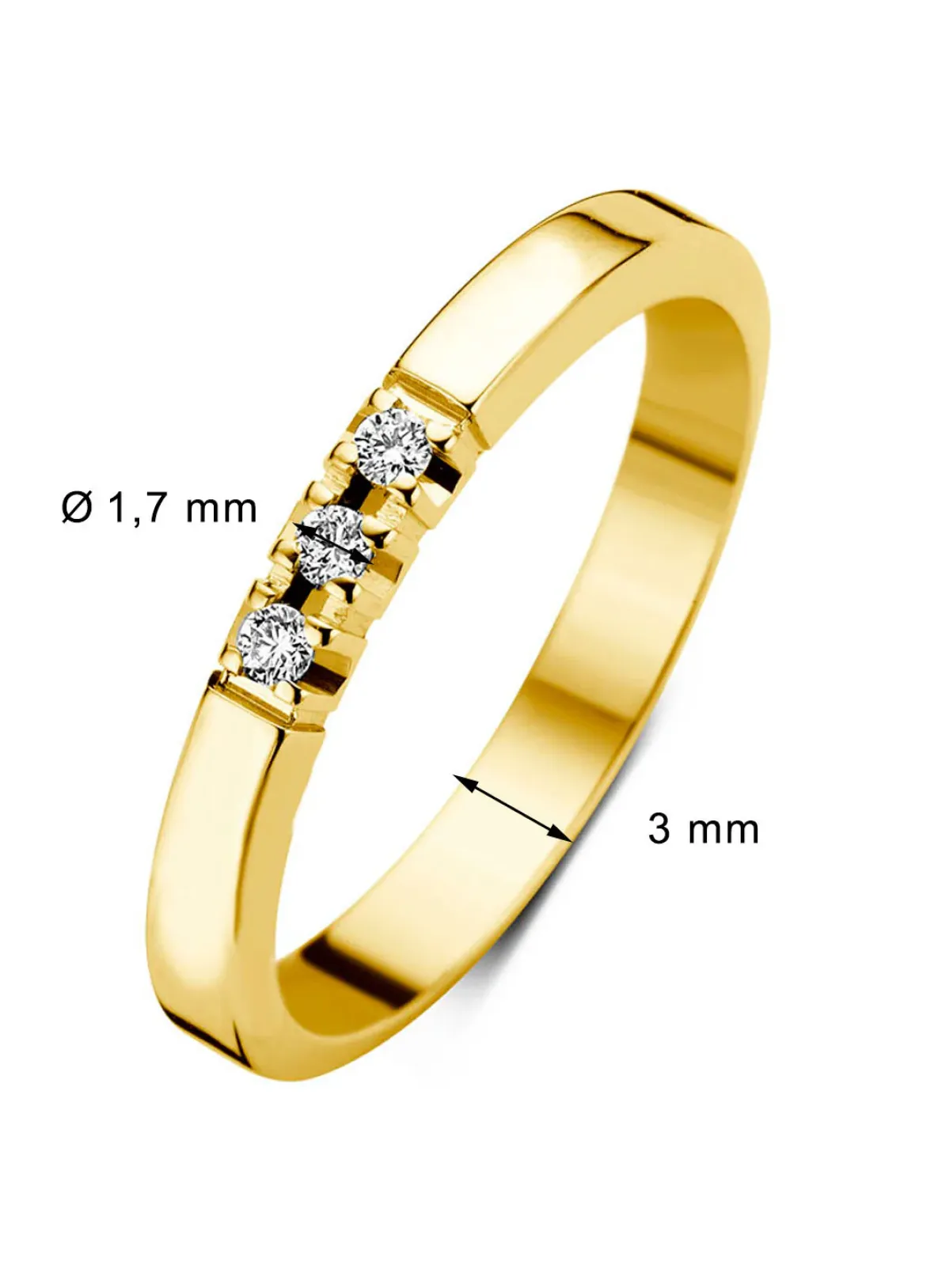 Diamond Point Alliance|Groeibriljant Ringen<Geelgouden alliance ring, 0.06 ct diamant, Groeibriljant