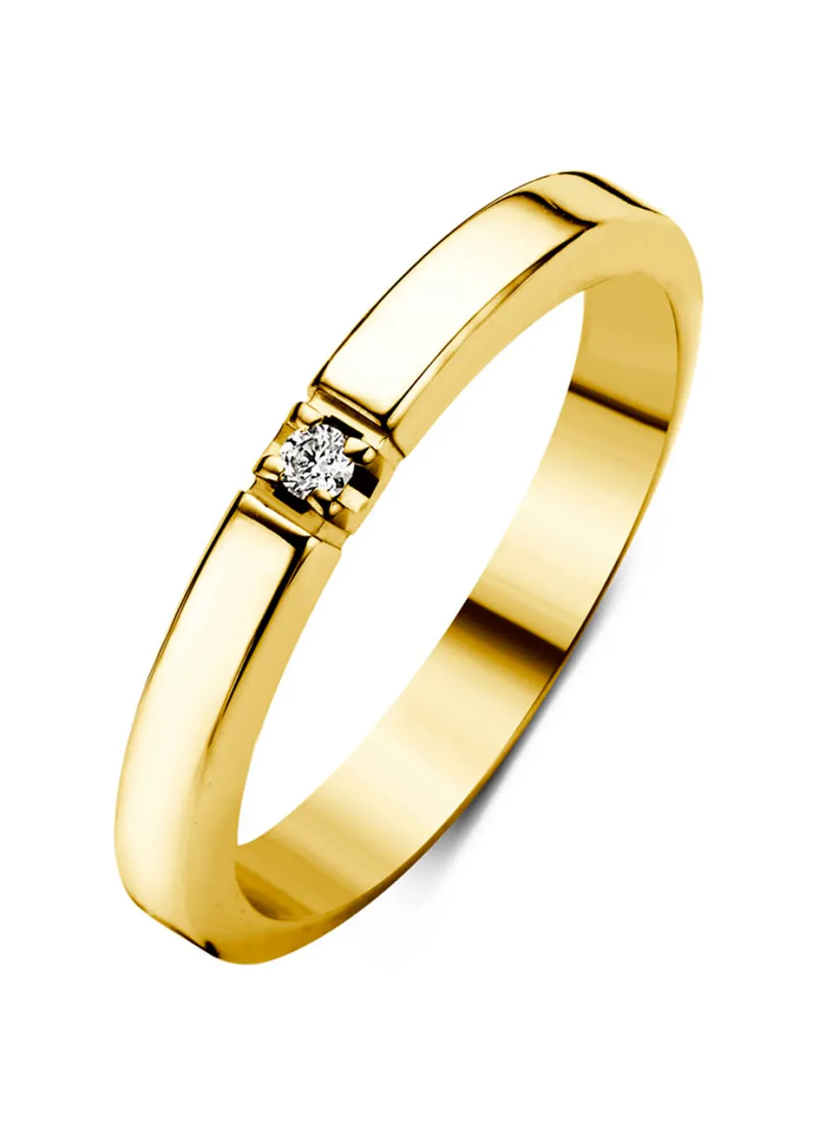 Diamond Point Alliance|Groeibriljant Ringen<Geelgouden alliance ring, 0.03 ct diamant, Groeibriljant