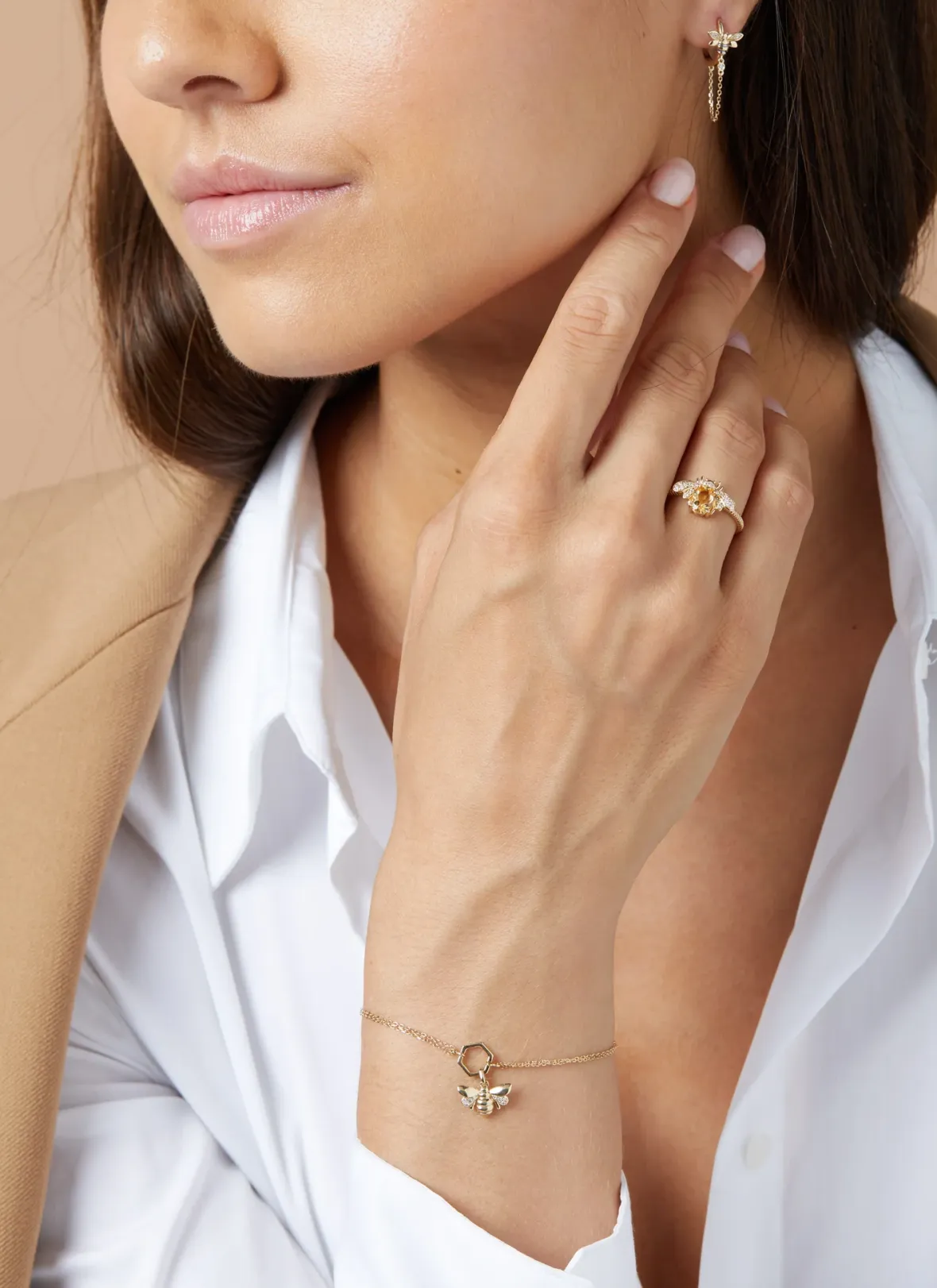 Diamond Point Geelgouden Armbanden|Diamanten Armbanden<Geelgouden armband, 0.03 ct diamant, Queen Bee
