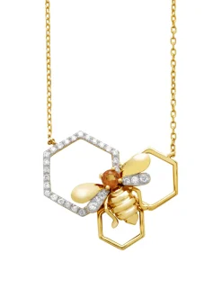 Diamond Point Colliers Met Kleurstenen|Geelgouden Colliers<Geelgouden collier, 0.05 ct citrien, Queen Bee