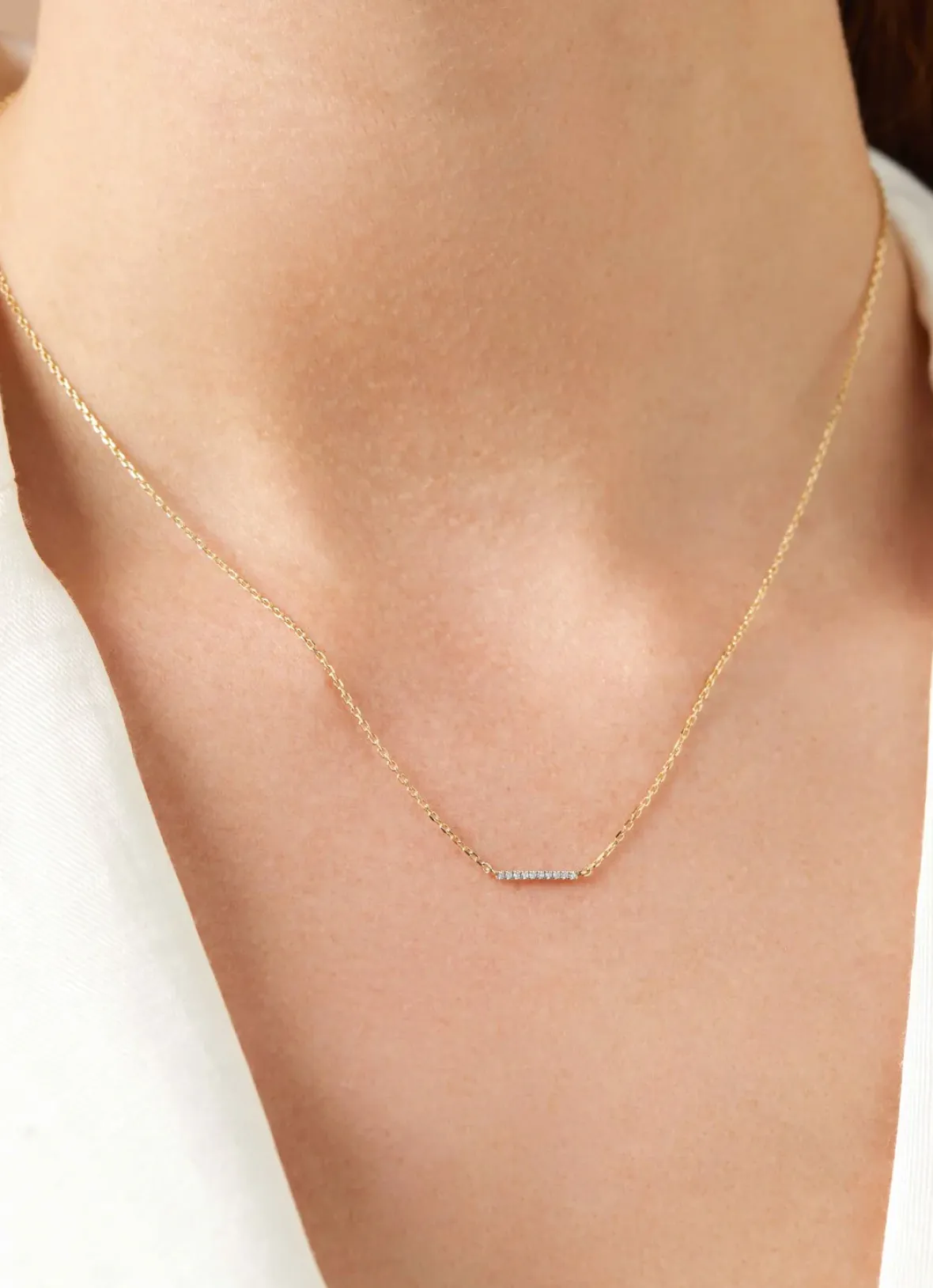 Diamond Point Geelgouden Colliers|Diamanten Colliers<Geelgouden collier, 0.03 ct diamant, Joy