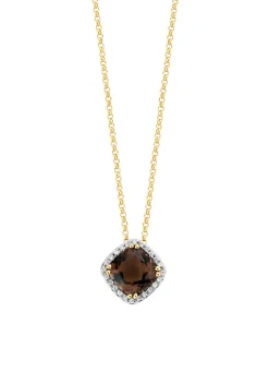 Diamond Point Colliers Met Kleurstenen|Geelgouden Colliers<Geelgouden collier, 1.36 ct rookkwarts, Fiësta