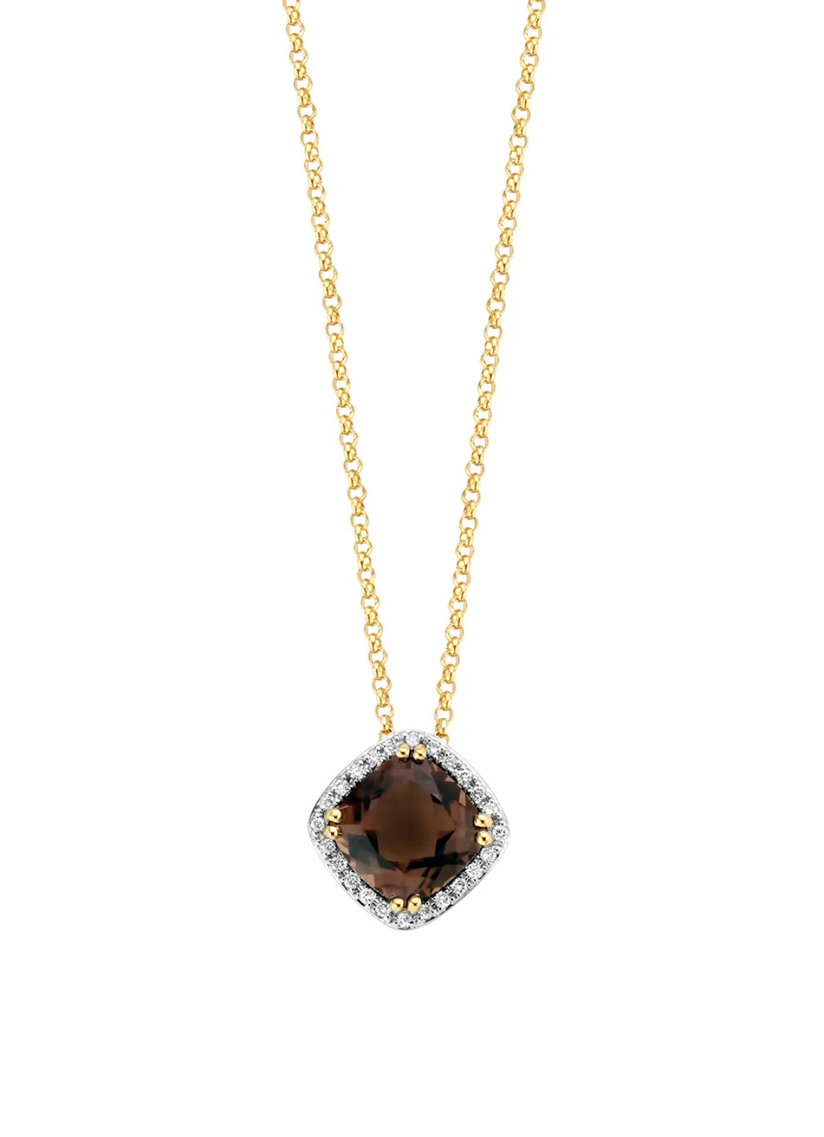 Diamond Point Colliers Met Kleurstenen|Geelgouden Colliers<Geelgouden collier, 1.36 ct rookkwarts, Fiësta