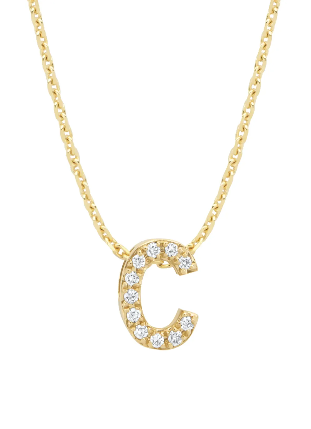 Diamond Point Letter Hangers|Losse Hangers<Geelgouden hanger C, 0.04 ct diamant, Alphabet