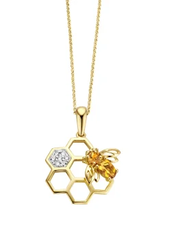 Diamond Point Losse Hangers|Geelgouden Bruidssieraden<Geelgouden hanger, 0.25 ct citrien, Queen Bee