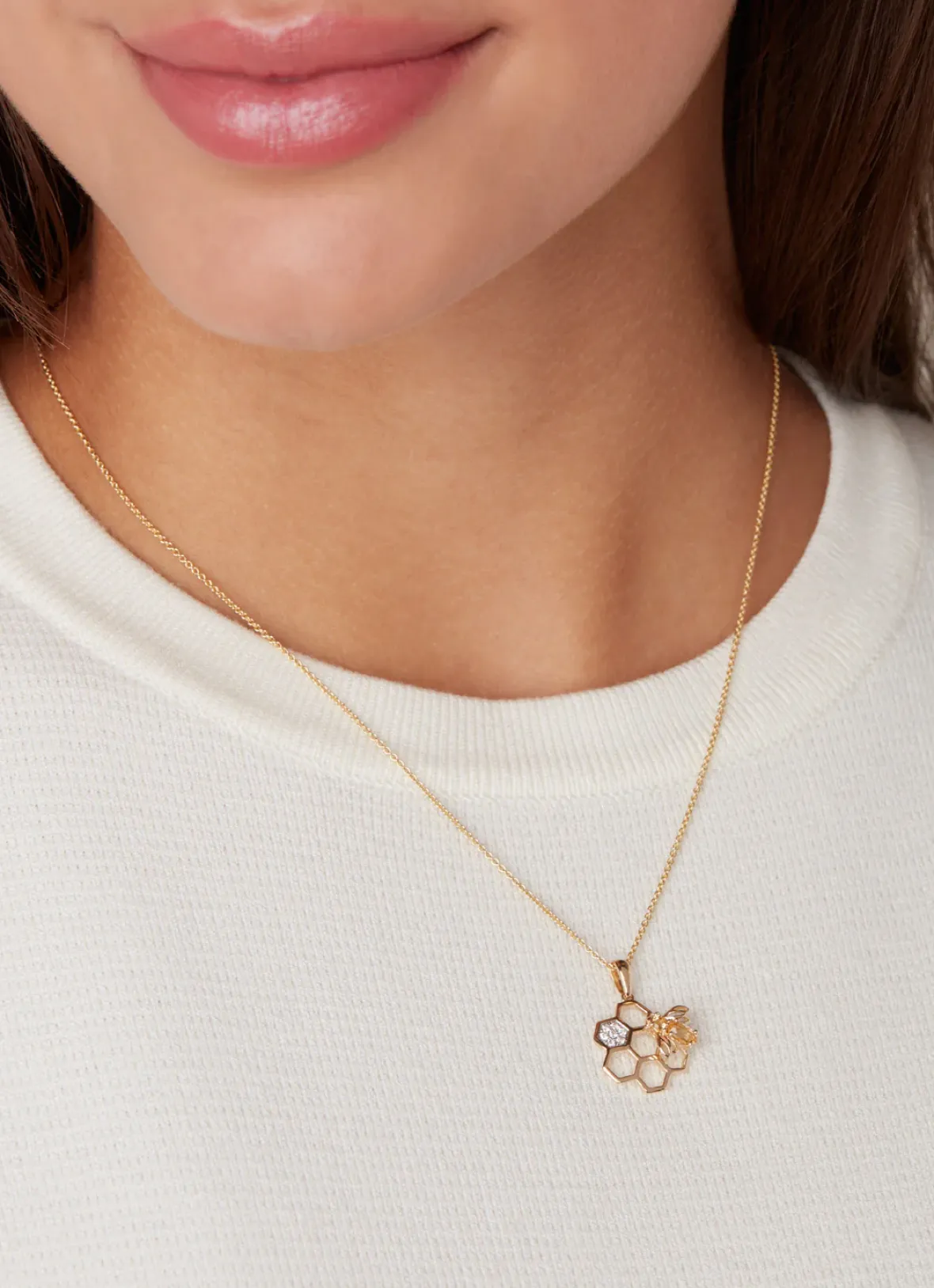 Diamond Point Losse Hangers|Geelgouden Bruidssieraden<Geelgouden hanger, 0.25 ct citrien, Queen Bee