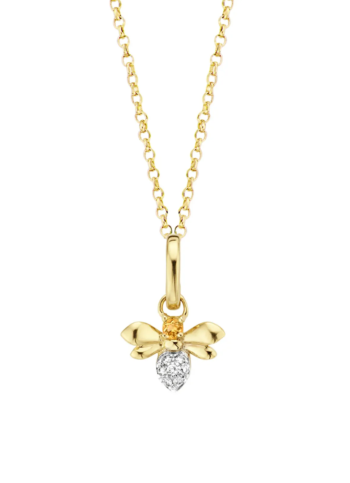 Diamond Point Losse Hangers|Geelgouden Bruidssieraden<Geelgouden hanger, 0.03 ct citrien, Queen Bee