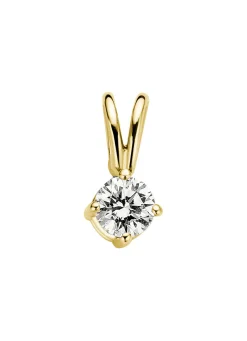 Diamond Point Groeibriljant Hangers|Solitair C<Geelgouden hanger, 0.14 ct diamant, Groeibriljant