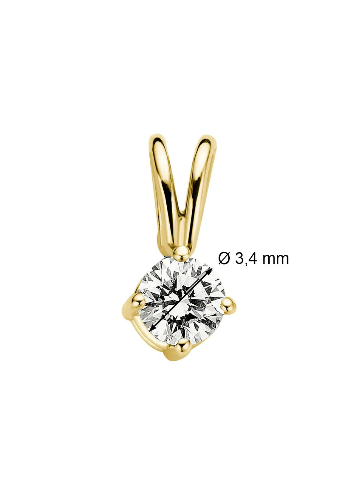 Diamond Point Groeibriljant Hangers|Solitair C<Geelgouden hanger, 0.14 ct diamant, Groeibriljant