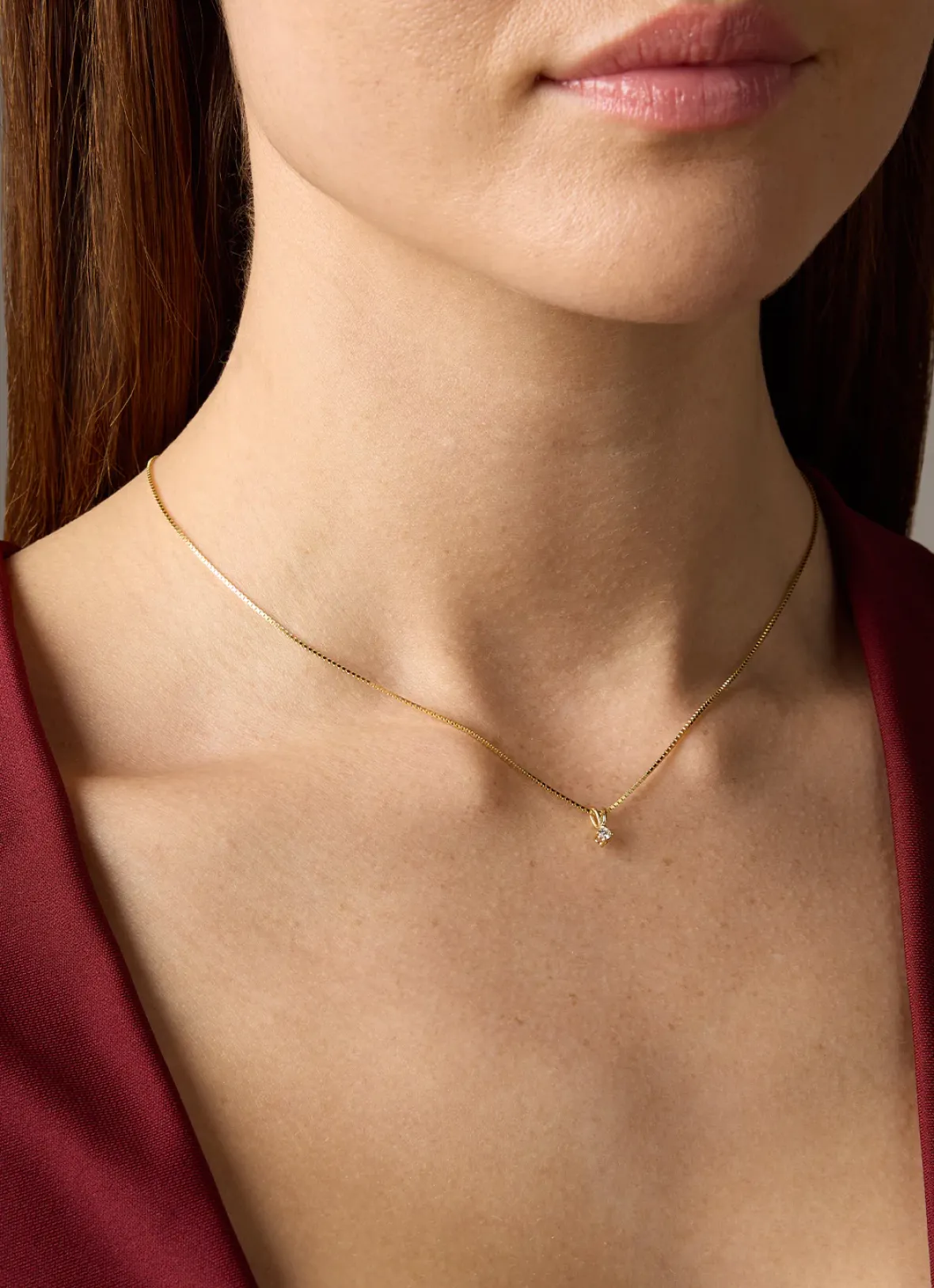 Diamond Point Solitair C|Solitair Classic<Geelgouden hanger, 0.04 ct diamant, Groeibriljant