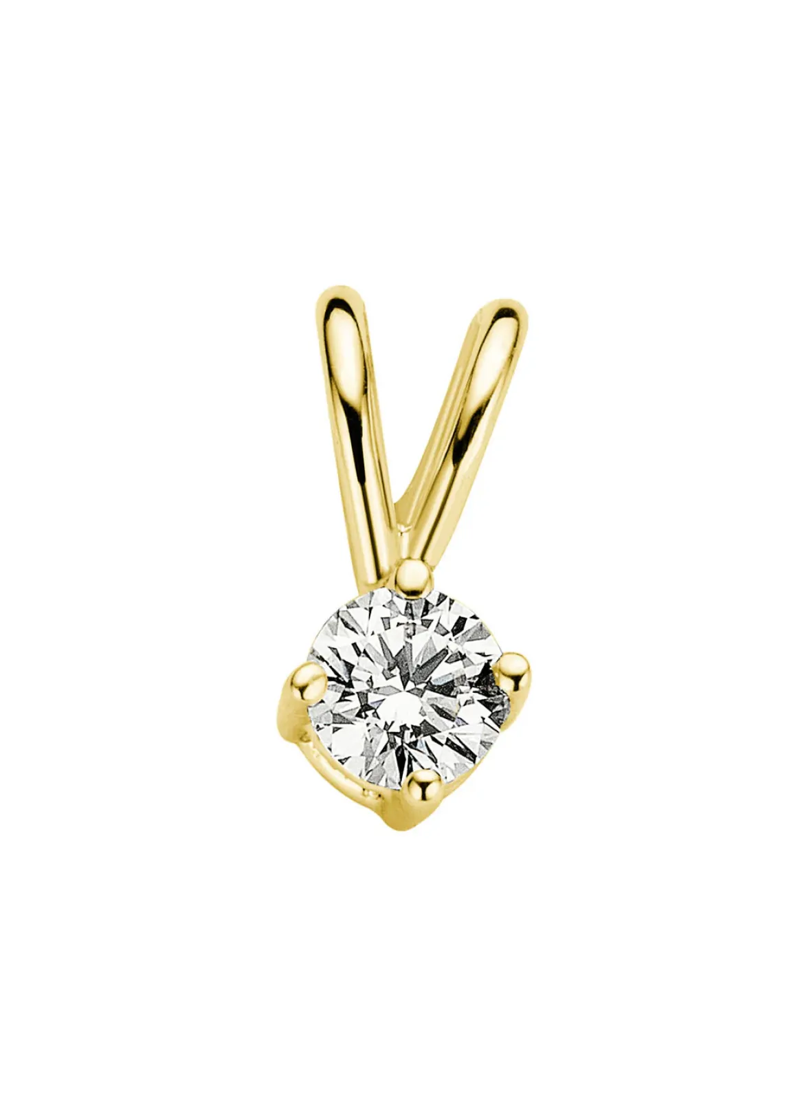 Diamond Point Solitair C|Solitair Classic<Geelgouden hanger, 0.09 ct diamant, Groeibriljant