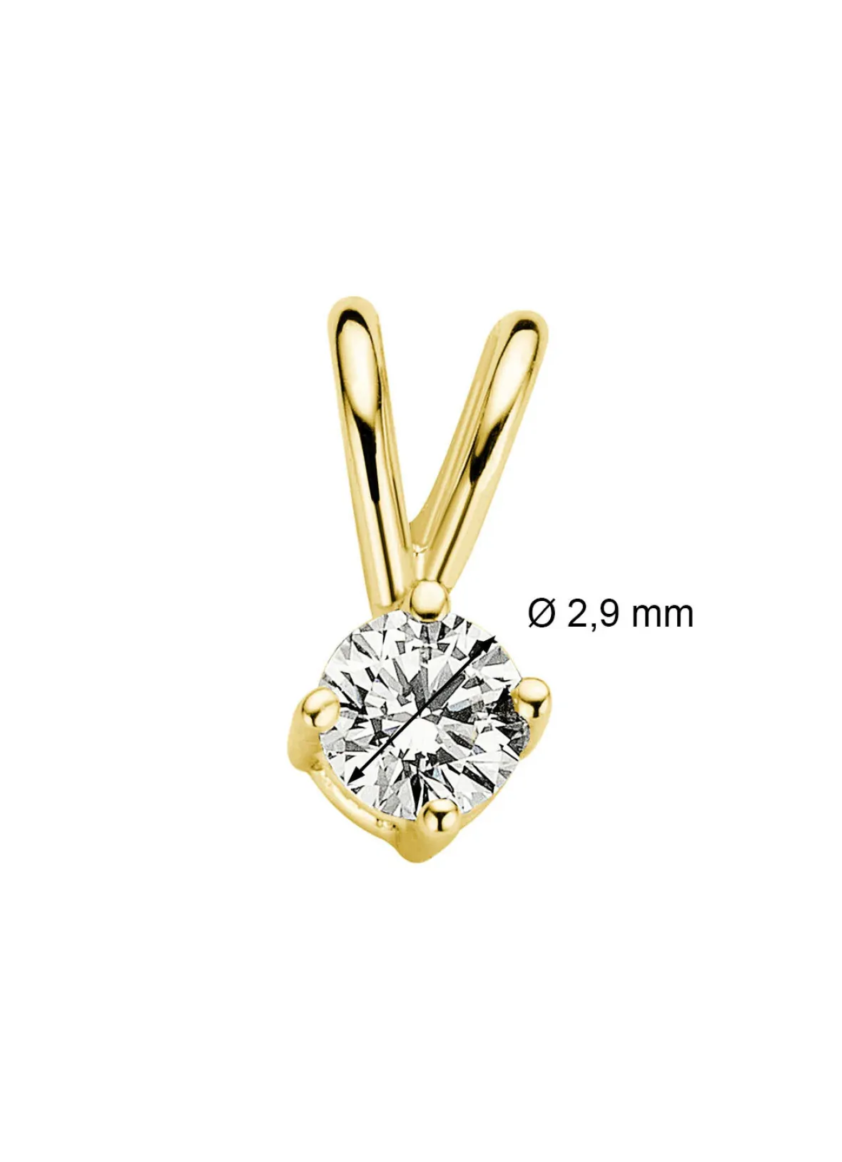 Diamond Point Solitair C|Solitair Classic<Geelgouden hanger, 0.09 ct diamant, Groeibriljant