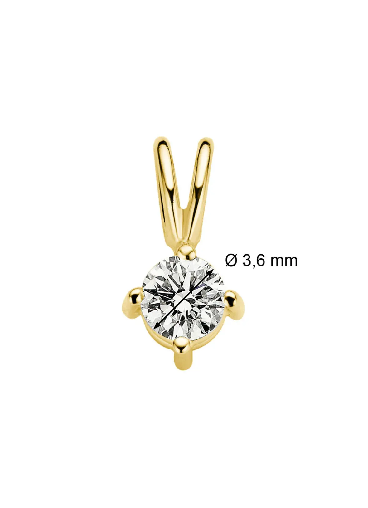 Diamond Point Solitair C|Solitair Classic<Geelgouden hanger, 0.16 ct diamant, Groeibriljant
