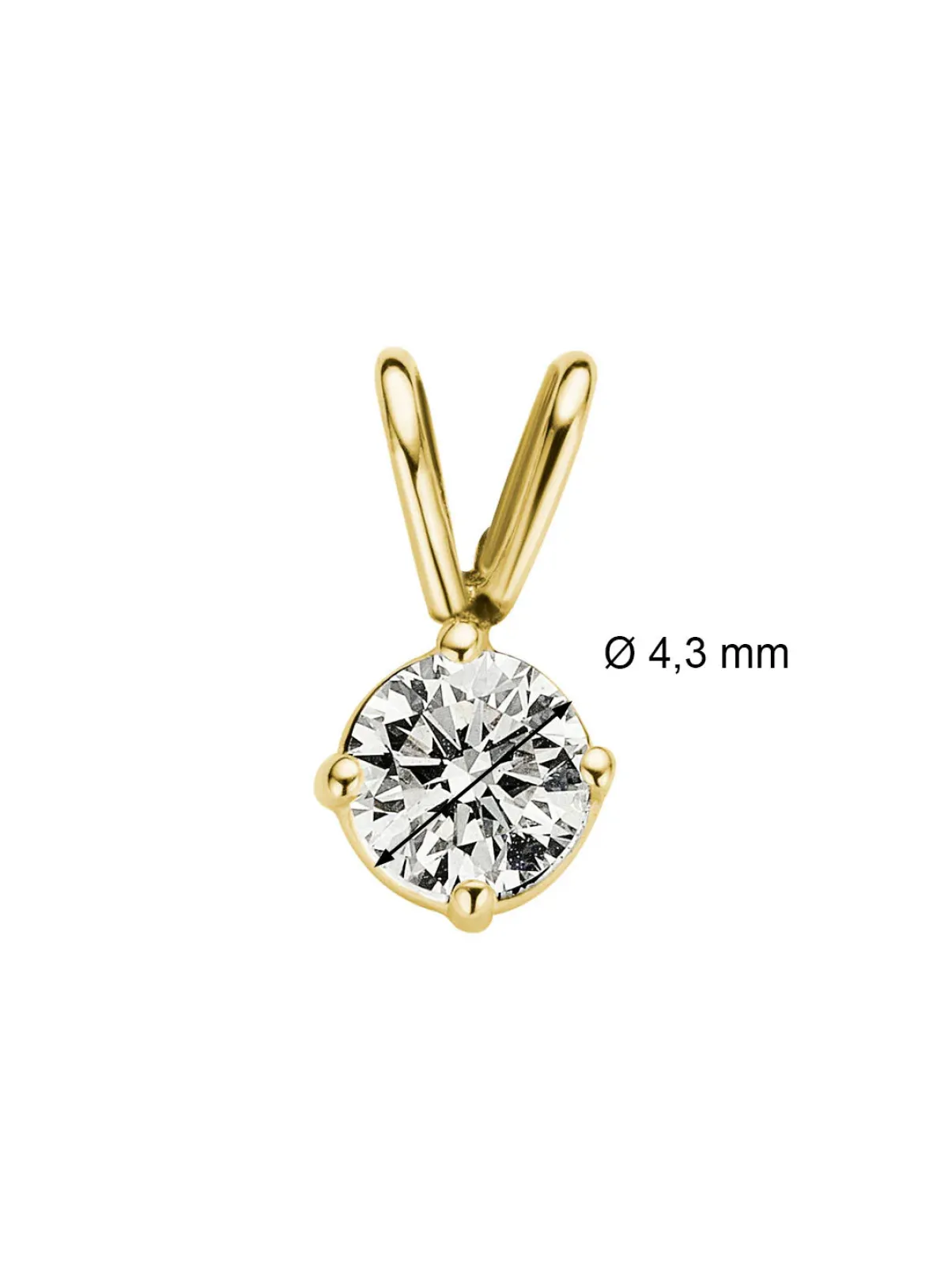Diamond Point Solitair C|Solitair Classic<Geelgouden hanger, 0.30 ct diamant, Groeibriljant