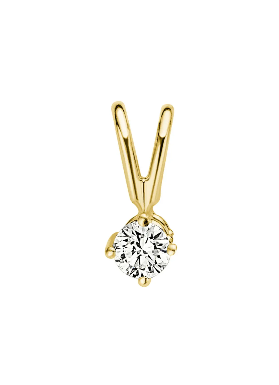 Diamond Point Solitair C|Solitair Classic<Geelgouden hanger, 0.08 ct diamant, Groeibriljant