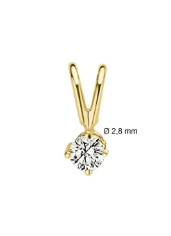 Diamond Point Solitair C|Solitair Classic<Geelgouden hanger, 0.08 ct diamant, Groeibriljant