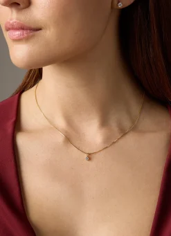 Diamond Point Solitair C|Solitair Classic<Geelgouden hanger, 0.13 ct diamant, Groeibriljant