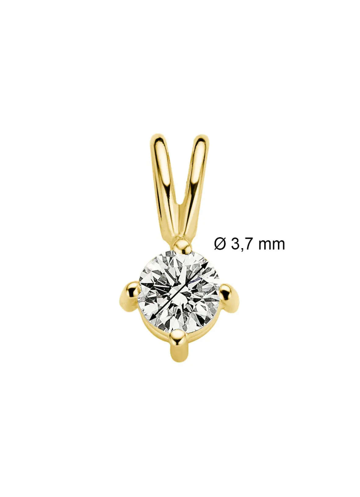 Diamond Point Solitair C|Solitair Classic<Geelgouden hanger, 0.19 ct diamant, Groeibriljant