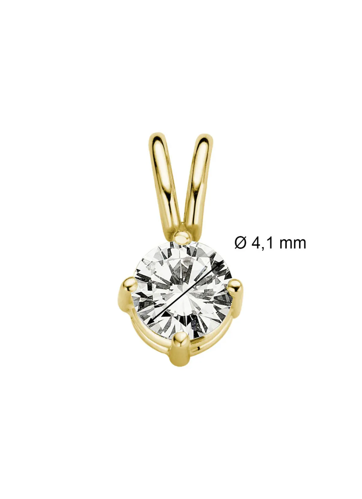 Diamond Point Solitair C|Solitair Classic<Geelgouden hanger, 0.25 ct diamant, Groeibriljant