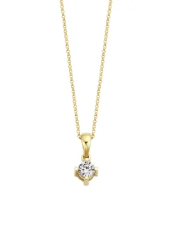 Diamond Point Losse Hangers|Geelgouden Bruidssieraden<Geelgouden hanger, 0.16 ct diamant, Hearts & Arrows