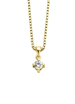 Diamond Point Losse Hangers|Geelgouden Bruidssieraden<Geelgouden hanger, 0.20 ct diamant, Hearts & Arrows