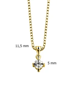 Diamond Point Losse Hangers|Geelgouden Bruidssieraden<Geelgouden hanger, 0.20 ct diamant, Hearts & Arrows