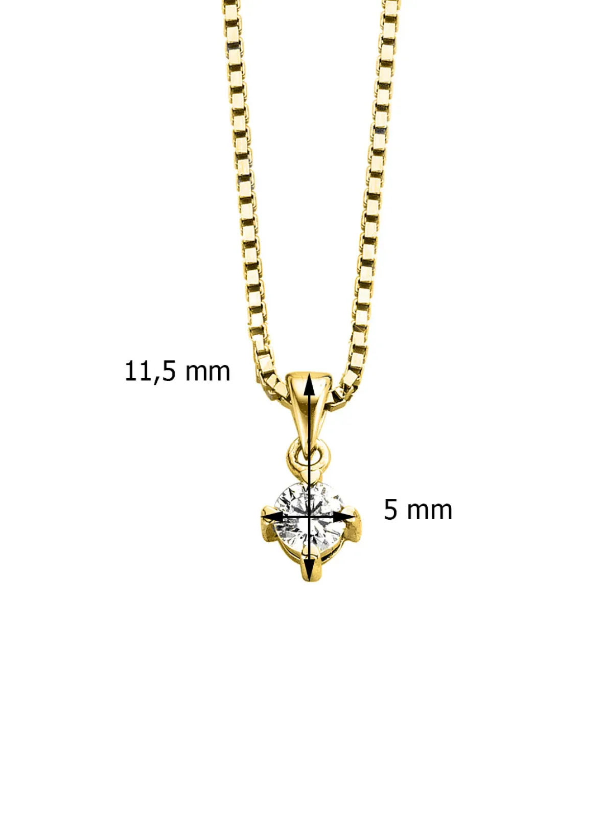 Diamond Point Losse Hangers|Geelgouden Bruidssieraden<Geelgouden hanger, 0.20 ct diamant, Hearts & Arrows