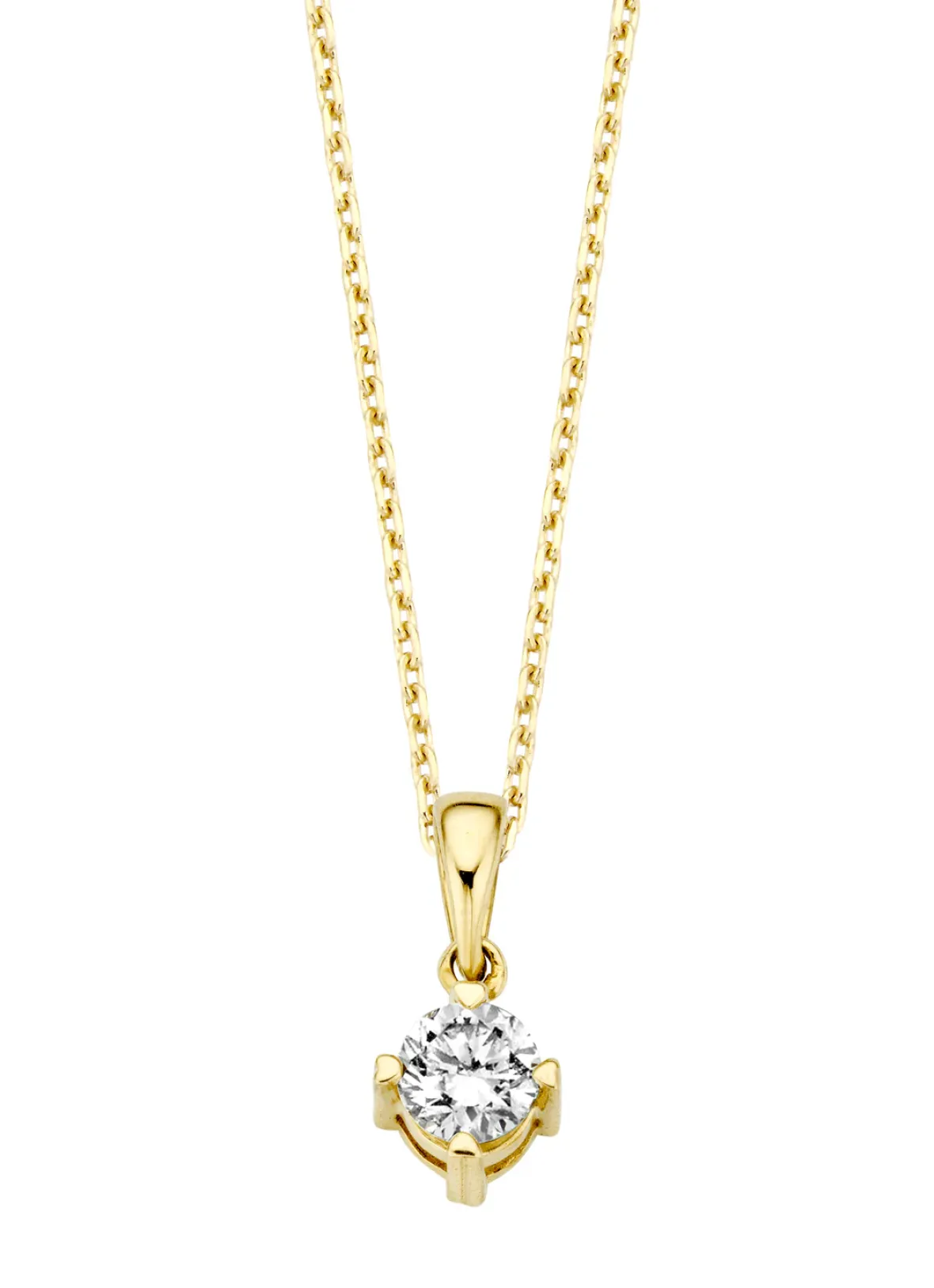 Diamond Point Losse Hangers|Geelgouden Bruidssieraden<Geelgouden hanger, 0.25 ct diamant, Hearts & Arrows
