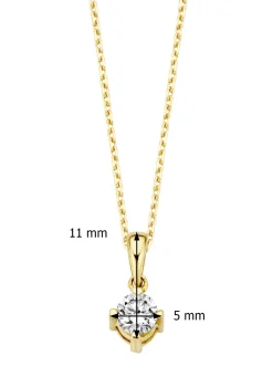 Diamond Point Losse Hangers|Geelgouden Bruidssieraden<Geelgouden hanger, 0.25 ct diamant, Hearts & Arrows