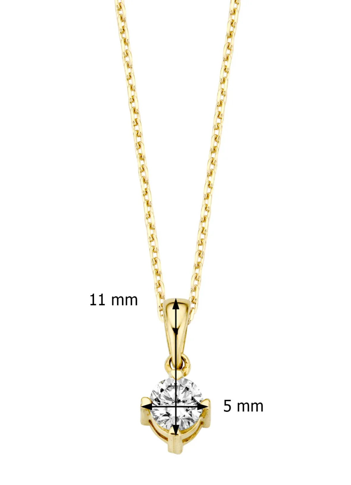 Diamond Point Losse Hangers|Geelgouden Bruidssieraden<Geelgouden hanger, 0.25 ct diamant, Hearts & Arrows