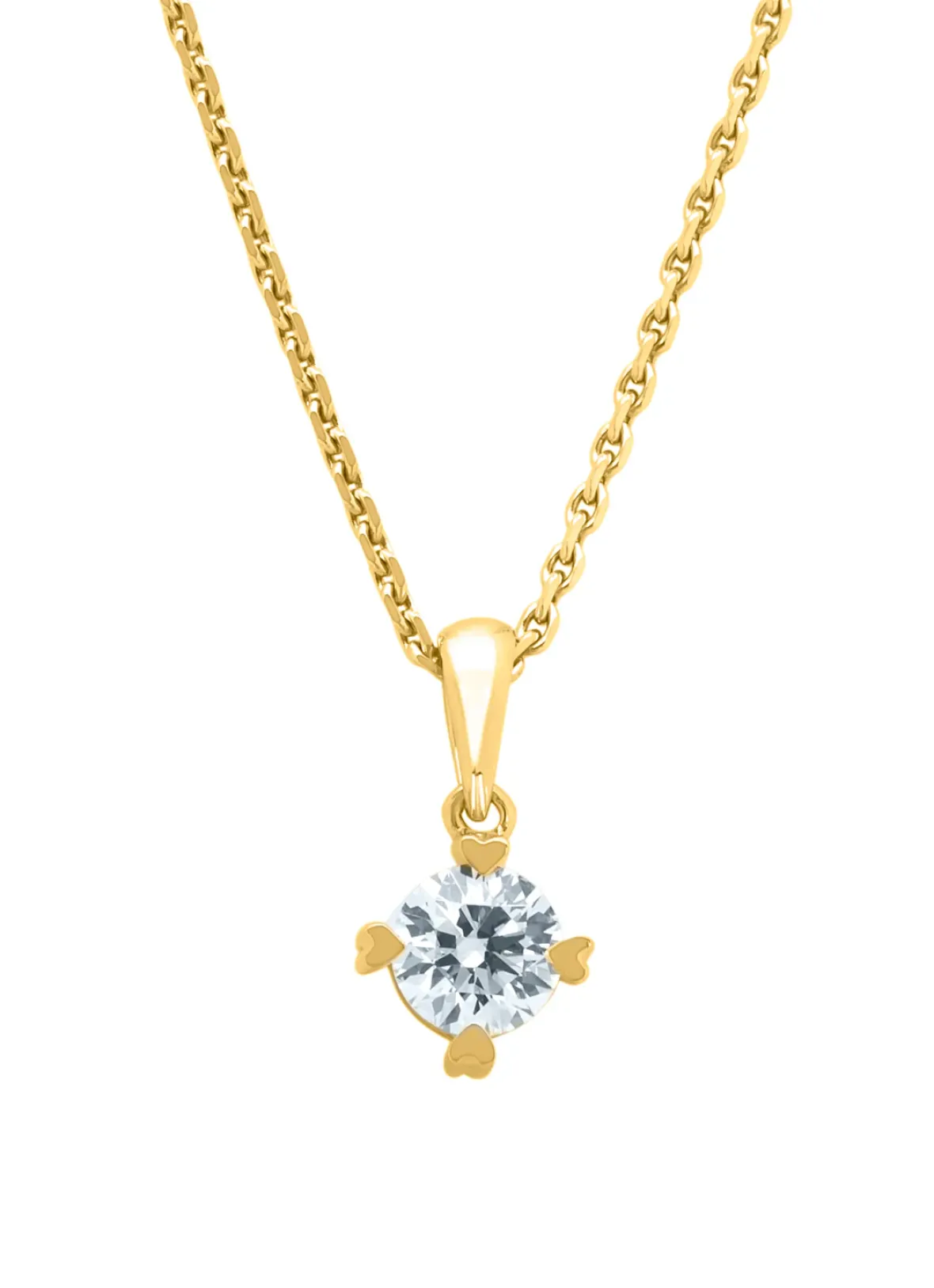 Diamond Point Losse Hangers|Geelgouden Bruidssieraden<Geelgouden hanger, 0.40 ct diamant, Hearts & Arrows