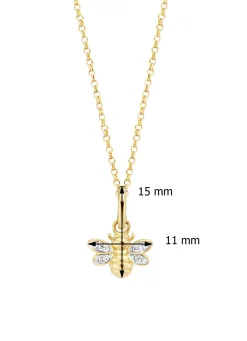 Diamond Point Losse Hangers|Geelgouden Bruidssieraden<Geelgouden hanger, 0.04 ct diamant, Queen Bee