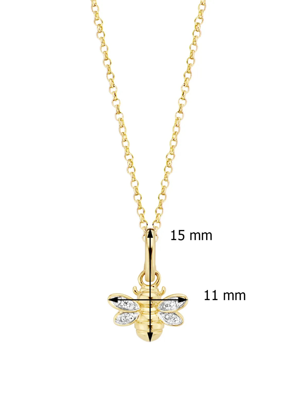 Diamond Point Losse Hangers|Geelgouden Bruidssieraden<Geelgouden hanger, 0.04 ct diamant, Queen Bee
