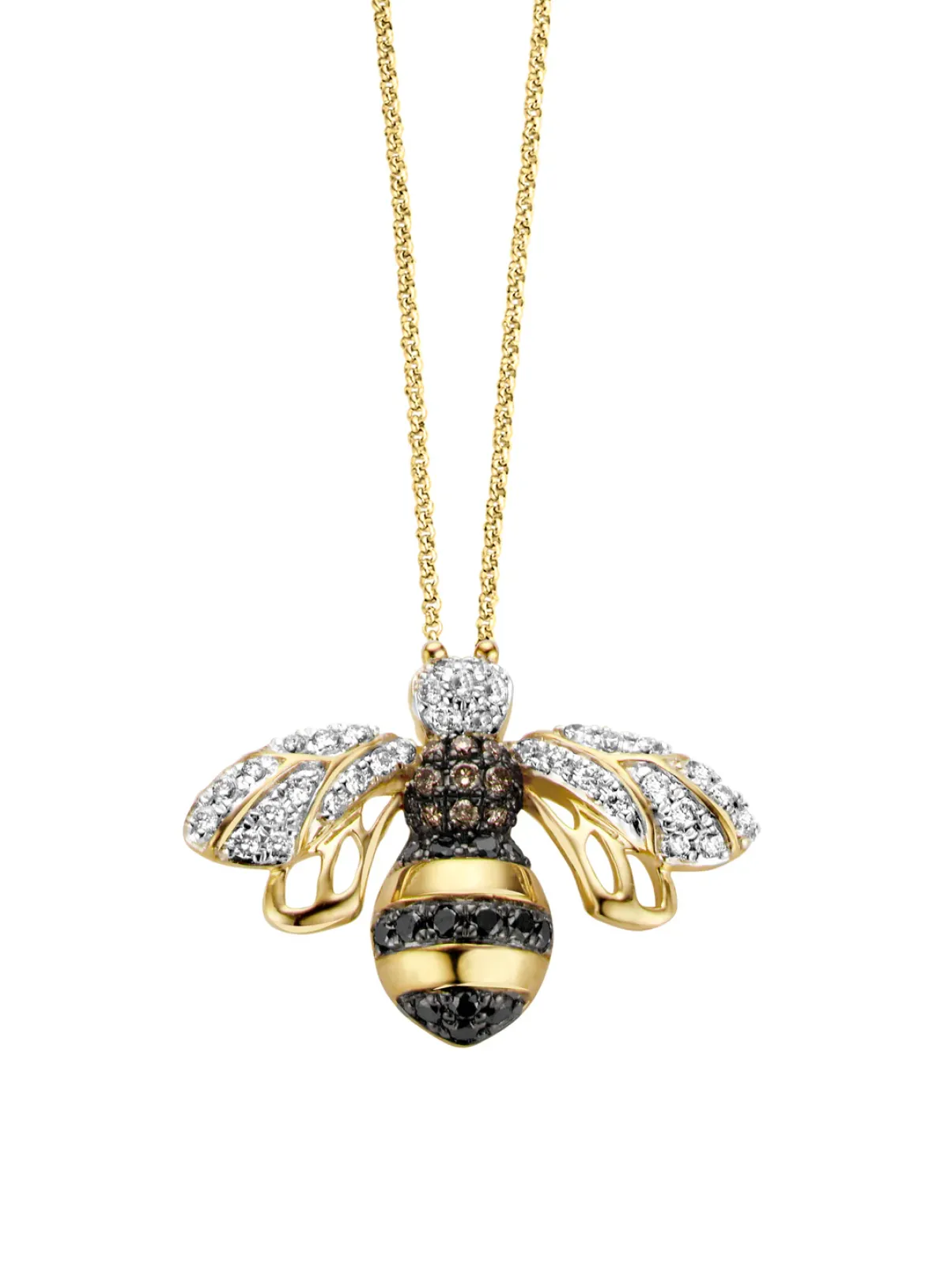 Diamond Point Losse Hangers|Geelgouden Bruidssieraden<Geelgouden hanger, 0.28 ct diamant, Queen Bee