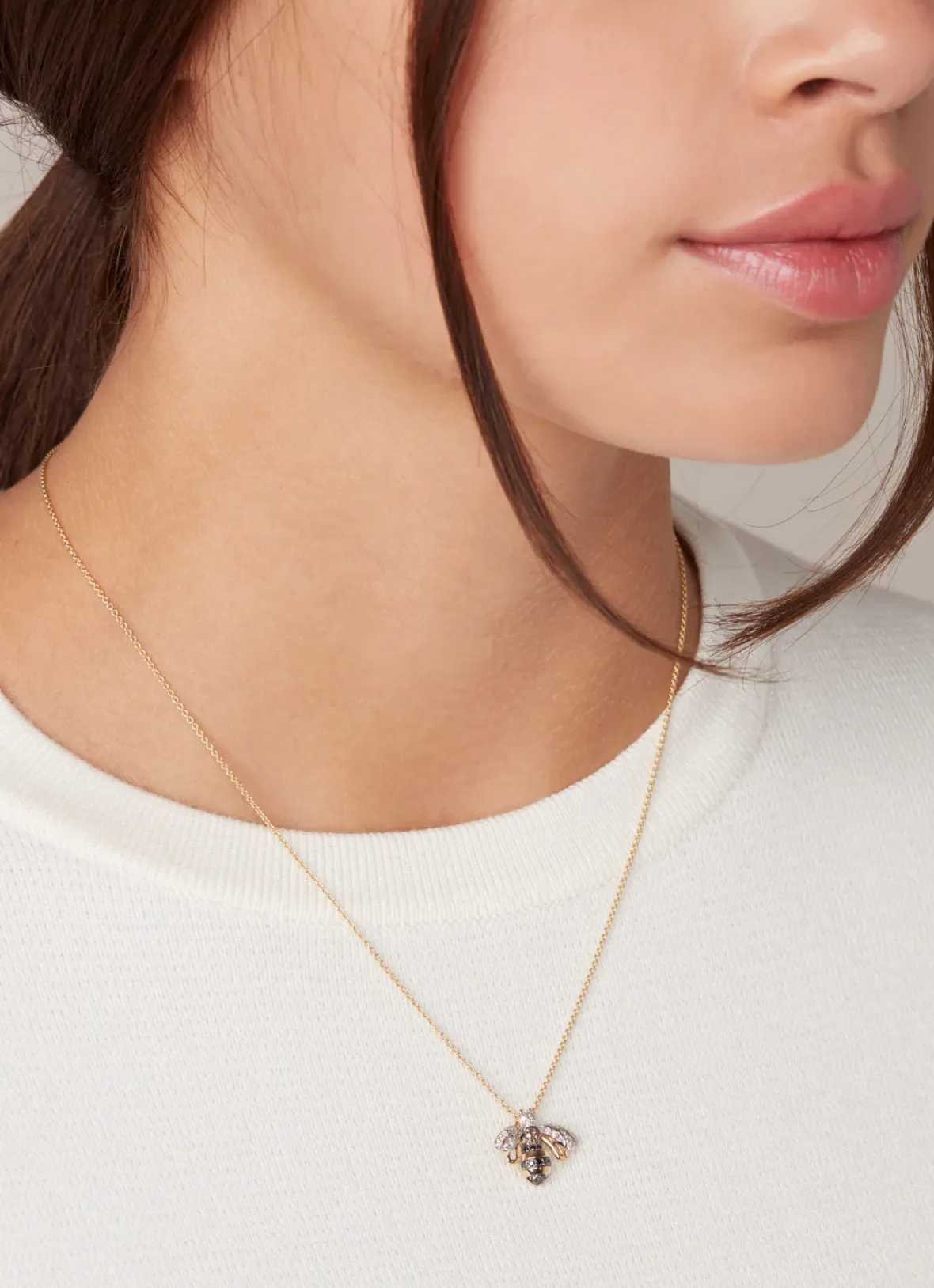 Diamond Point Losse Hangers|Geelgouden Bruidssieraden<Geelgouden hanger, 0.28 ct diamant, Queen Bee
