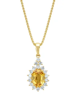 Diamond Point Losse Hangers|Geelgouden Bruidssieraden<Geelgouden hanger, 1.00 ct gele saffier, Eden